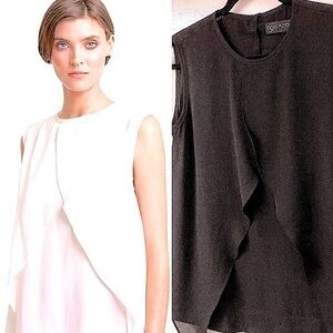 Yigal Azrouel Black Sleeveless Silk Blouse Sz 6 Timeless Old Money Luxury Chic